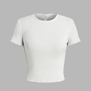 White textured cropped short sleeve size XS